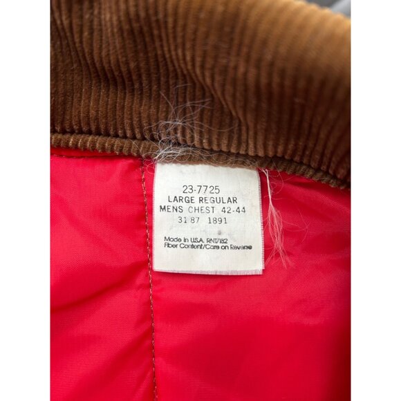 Vtg Walls Blizzard-Pruf Quilted Barn Coat Mens L Brown Corduroy Collar Workwear - Picture 4 of 16